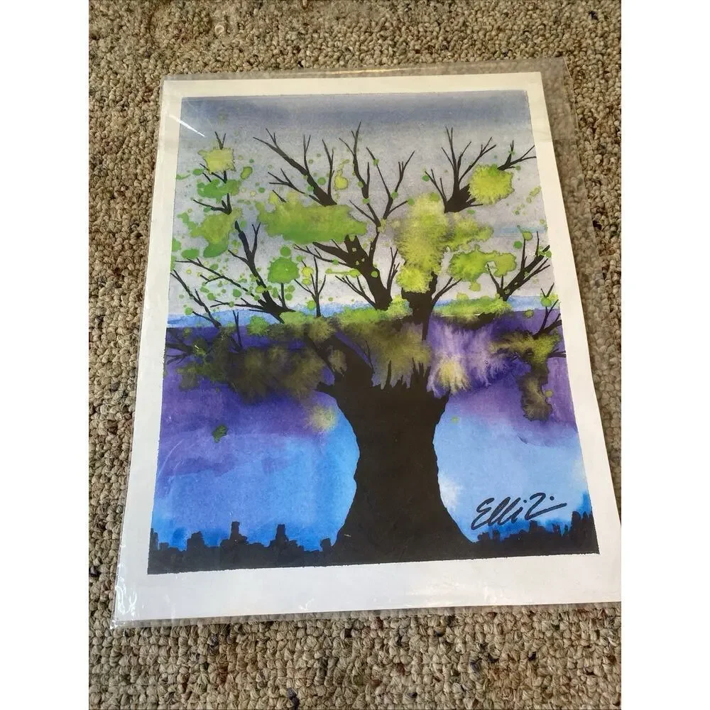 After The Rain Fall By Elli Therrien Y2K Art Print Tree Air Brush Technique Art